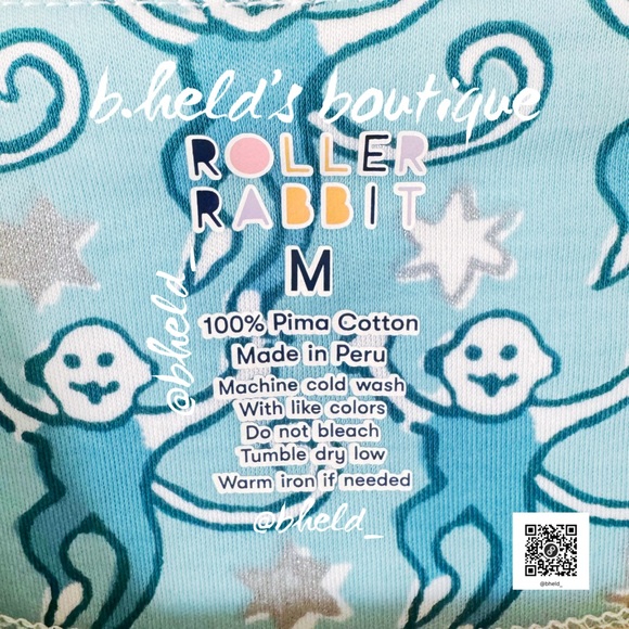 Roller Rabbit Star Monkey Polo Pajamas in Blue Size Medium (M) Brand New NWT - Picture 7 of 17